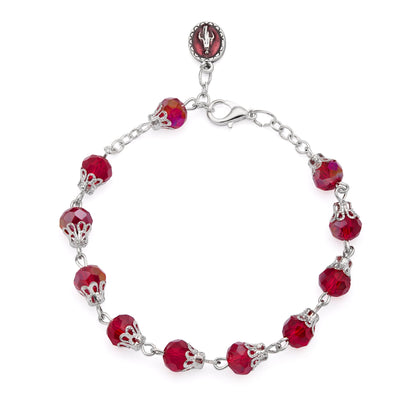 MONDO CATTOLICO ROMA Bracelet 22 cm (8.66 in) / 7 mm (0.28 in) Rosary Bracelet with Balloon-shaped Red Crystal Beads