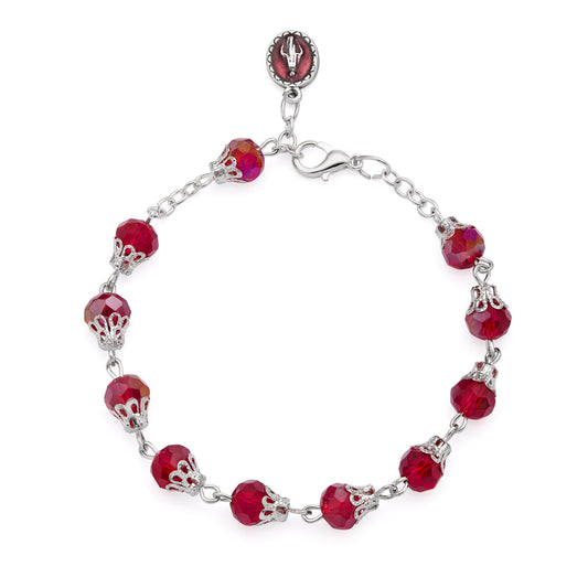 MONDO CATTOLICO ROMA Bracelet 22 cm (8.66 in) / 7 mm (0.28 in) Rosary Bracelet with Balloon-shaped Red Crystal Beads