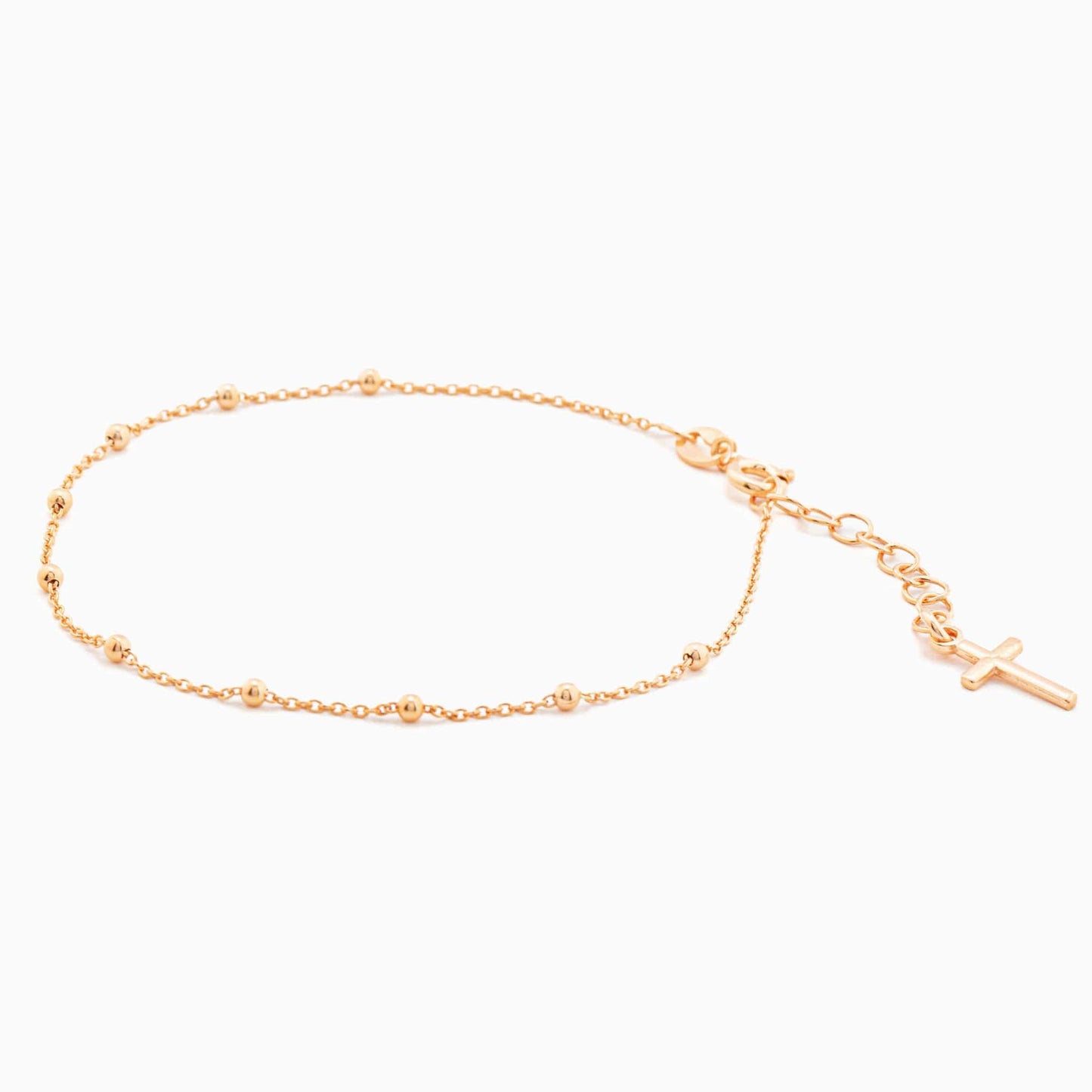MONDO CATTOLICO Cm 18 (7.1 in) / Pink Gold Rosary Bracelet With Cross