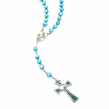 MONDO CATTOLICO Prayer Beads 54 cm (21 in) / 8 mm (0.3 in) Rosary in Aquamarine Murano Glass