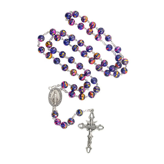 MONDO CATTOLICO Prayer Beads Rosary in Aurora Glass Blue Beads