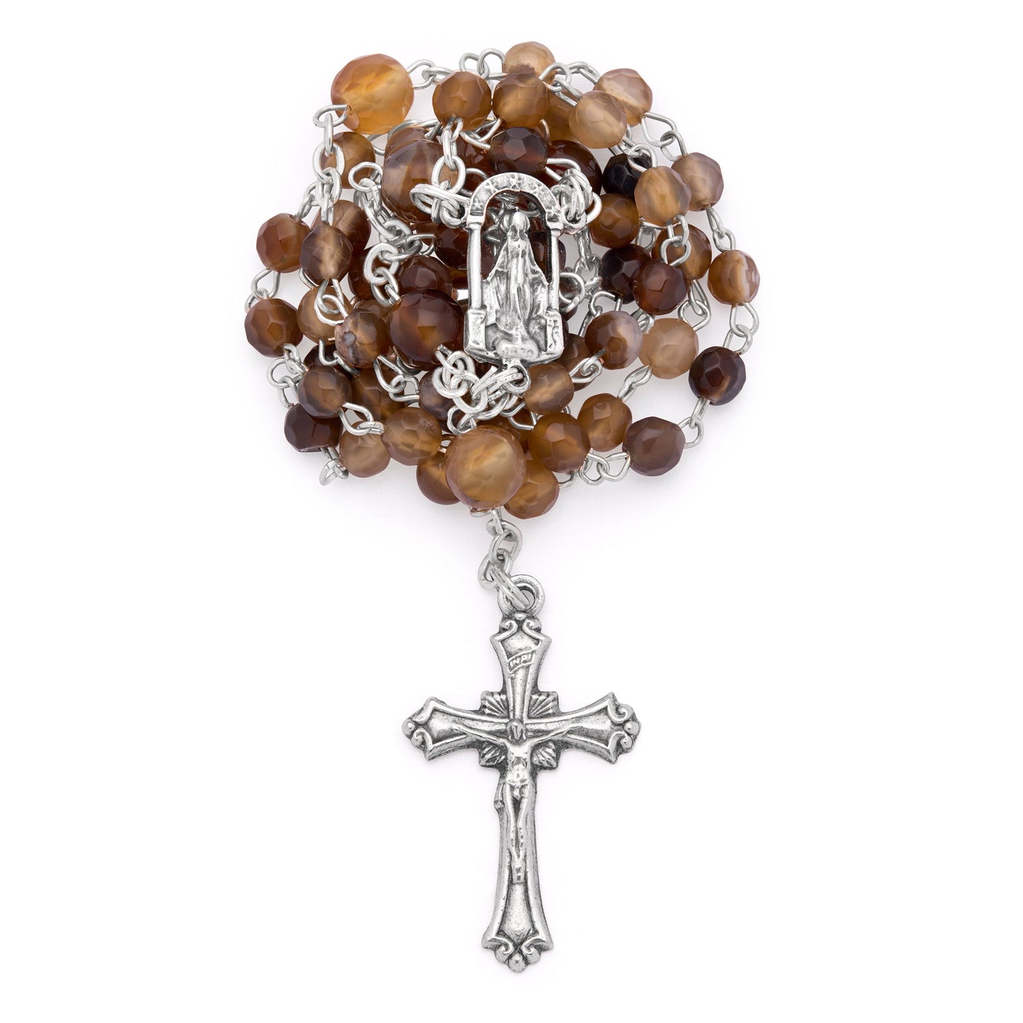 MONDO CATTOLICO ROMA Prayer Beads 41 cm (16.14 in) / 4 mm (0.16 in) Rosary in Brown Agate