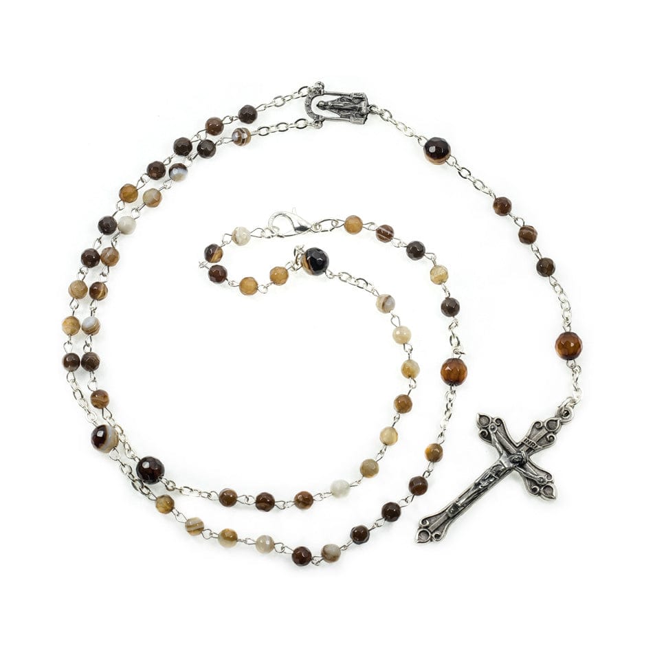 MONDO CATTOLICO Prayer Beads 41 cm (16.14 in) / 5 mm (0.19 in) Rosary in Brown Agate