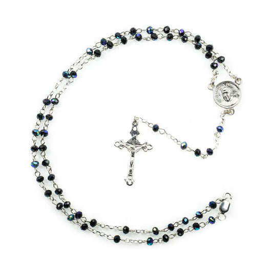 MONDO CATTOLICO Prayer Beads 35 cm (13.77 in) / 4 mm (0.15 in) Rosary in Crystal with Pope Francis