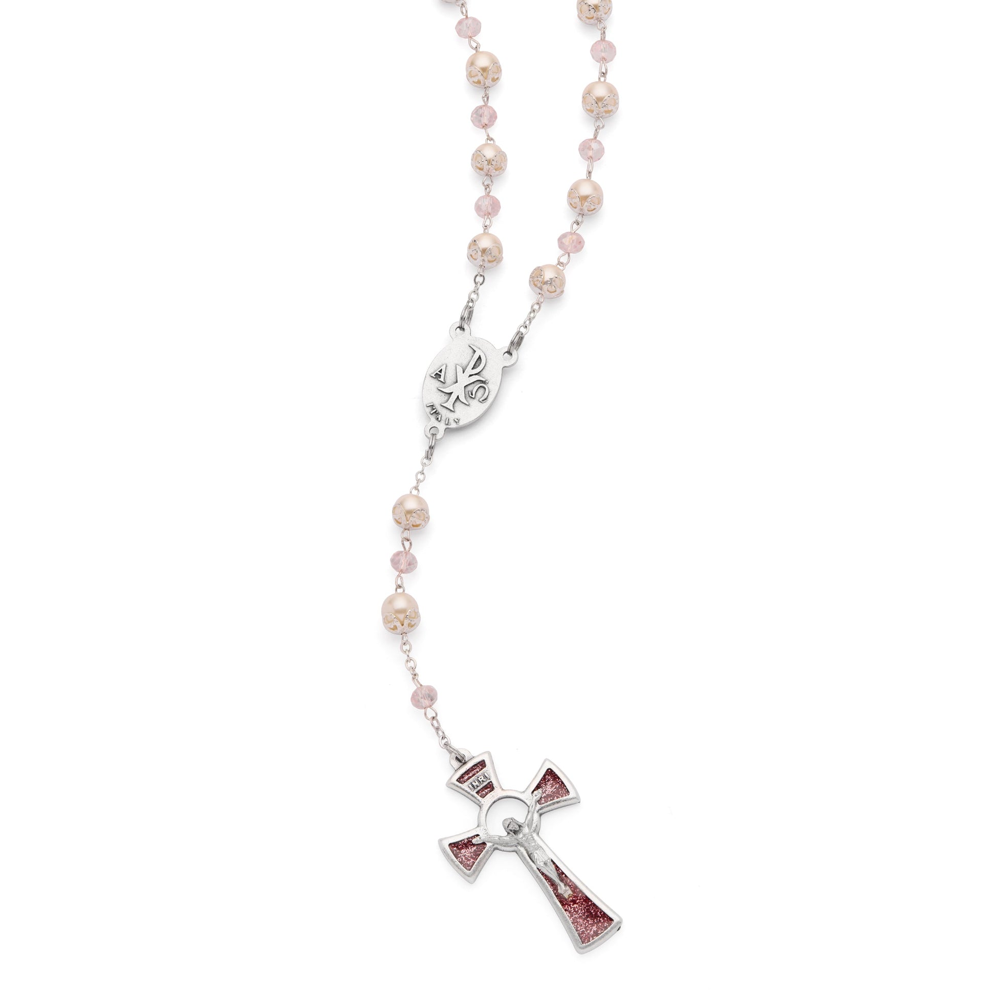 MONDO CATTOLICO ROMA Prayer Beads Rosary in pearls and crystals