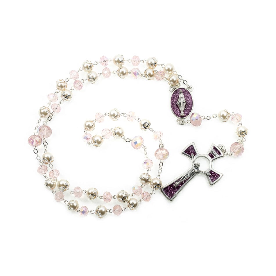 MONDO CATTOLICO Prayer Beads Rosary in pearls and crystals