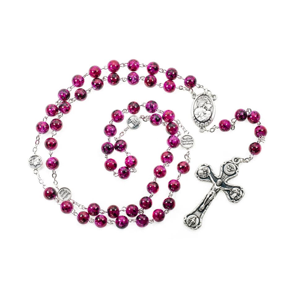 MONDO CATTOLICO Prayer Beads Rosary in Semi-Crystal Round Marble Beads