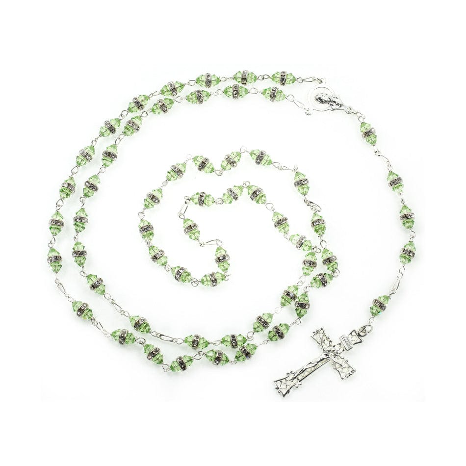 MONDO CATTOLICO Prayer Beads 55 cm (21.65 in) / 6 mm (0.23 in) Rosary in Sterling Silver with Swarovsky Rondelle