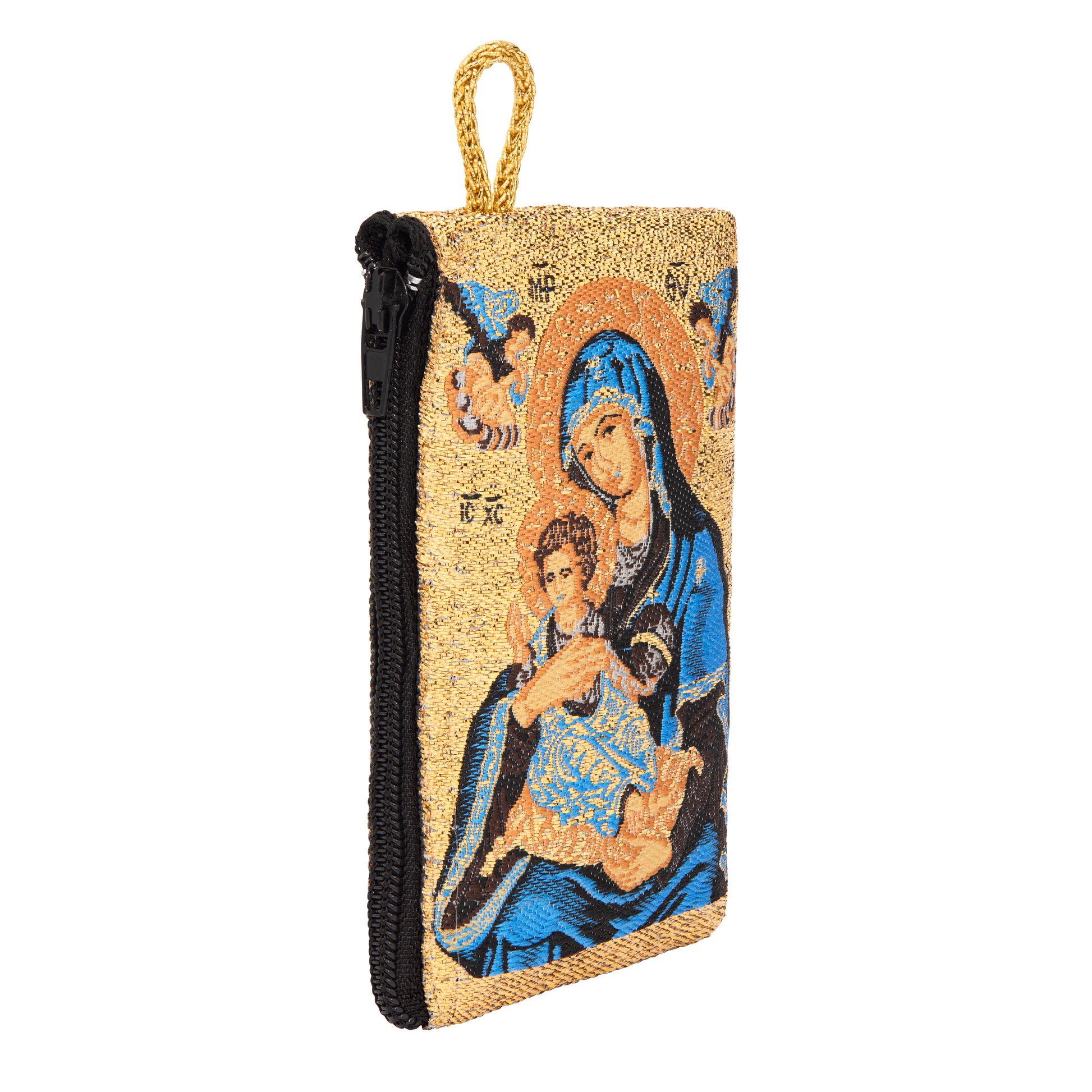 MONDO CATTOLICO ROMA Rosary Box 7 x 10 cm (2.76 x 3.94 in) Rosary Pouch with Blue Our Lady of Perpetual Help