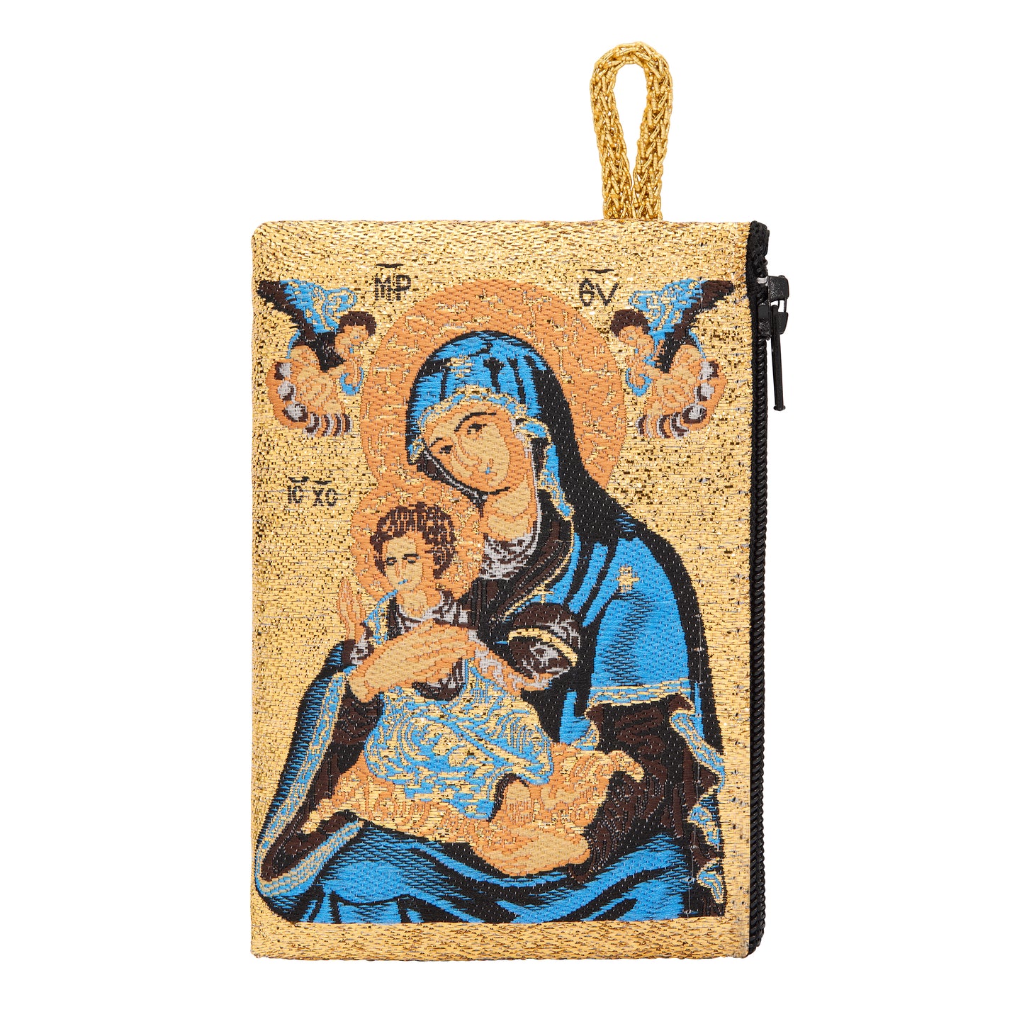 MONDO CATTOLICO ROMA Rosary Box 7 x 10 cm (2.76 x 3.94 in) Rosary Pouch with Blue Our Lady of Perpetual Help