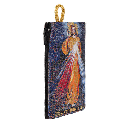 MONDO CATTOLICO ROMA Rosary Box 7 x 10 cm (2.76 x 3.94 in) Rosary Pouch with Divine Mercy Jesus
