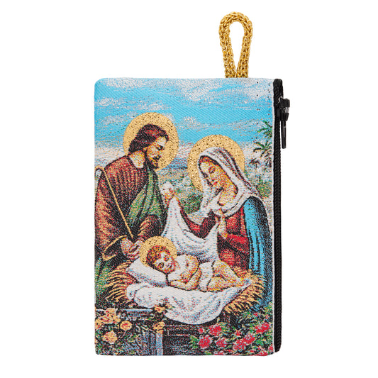 MONDO CATTOLICO ROMA Rosary Box 7 x 10 cm (2.76 x 3.94 in) Rosary Pouch with Nativity Scene