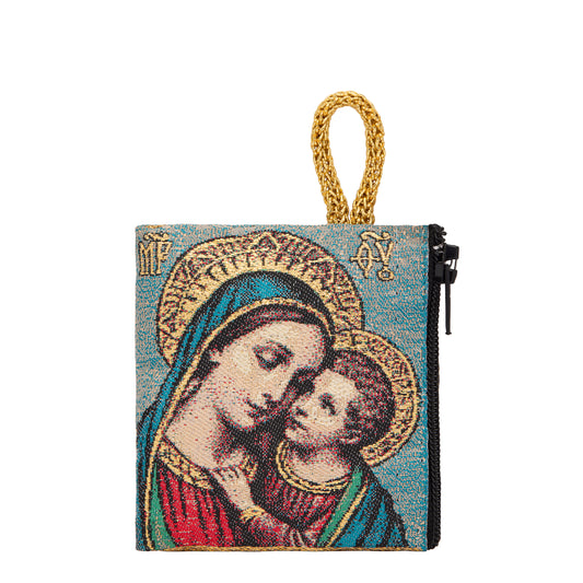 MONDO CATTOLICO ROMA Rosary Box 6.60 x 7.20 cm (2.60 x 2.83 in) Rosary Pouch with Our Lady of Good Counsel