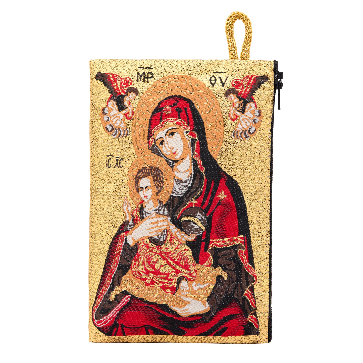 MONDO CATTOLICO ROMA Rosary Box 10 x 15 cm (3.94 x 5.91 in) Rosary Pouch with Red Our Lady of Perpetual Help