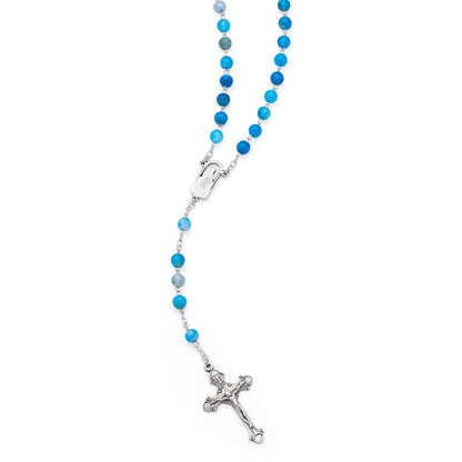 MONDO CATTOLICO ROMA Prayer Beads Rosary with Blue Faceted Agate