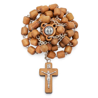 MONDO CATTOLICO ROMA Rosary 50 cm (19.69 in) / 70 cm (27.56 in) / 6 mm (0.24 in) Rosary with Cylindrical Olive Wood Beads