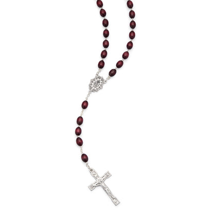 MONDO CATTOLICO ROMA Rosary 60 cm (23.62 in) / 84 cm (33.07 in) / 8x10 mm (0.31x0.39 in) Rosary with Oval Dark Brown Wooden Beads