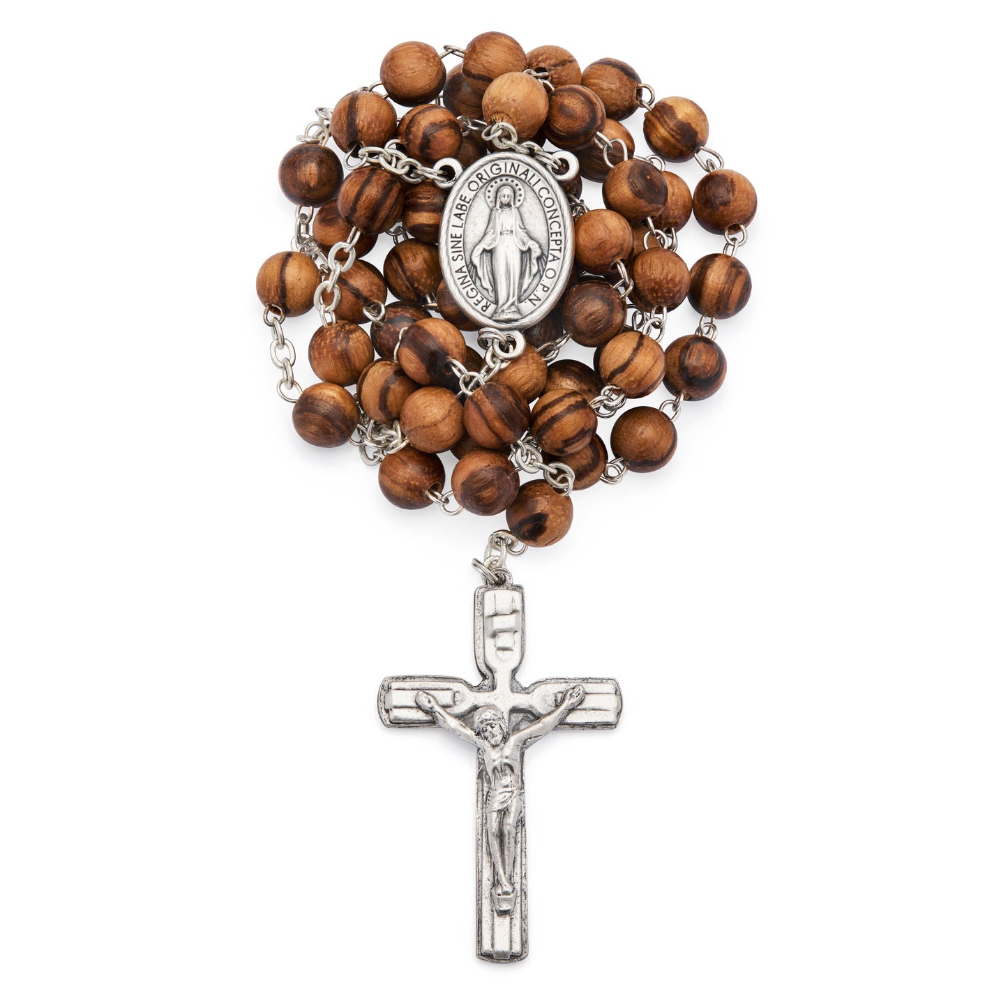 MONDO CATTOLICO ROMA Rosary 50 cm (19.69 in) / 68 cm (26.77 in) / 8 mm (0.31 in) Rosary With Zebrawood Beads