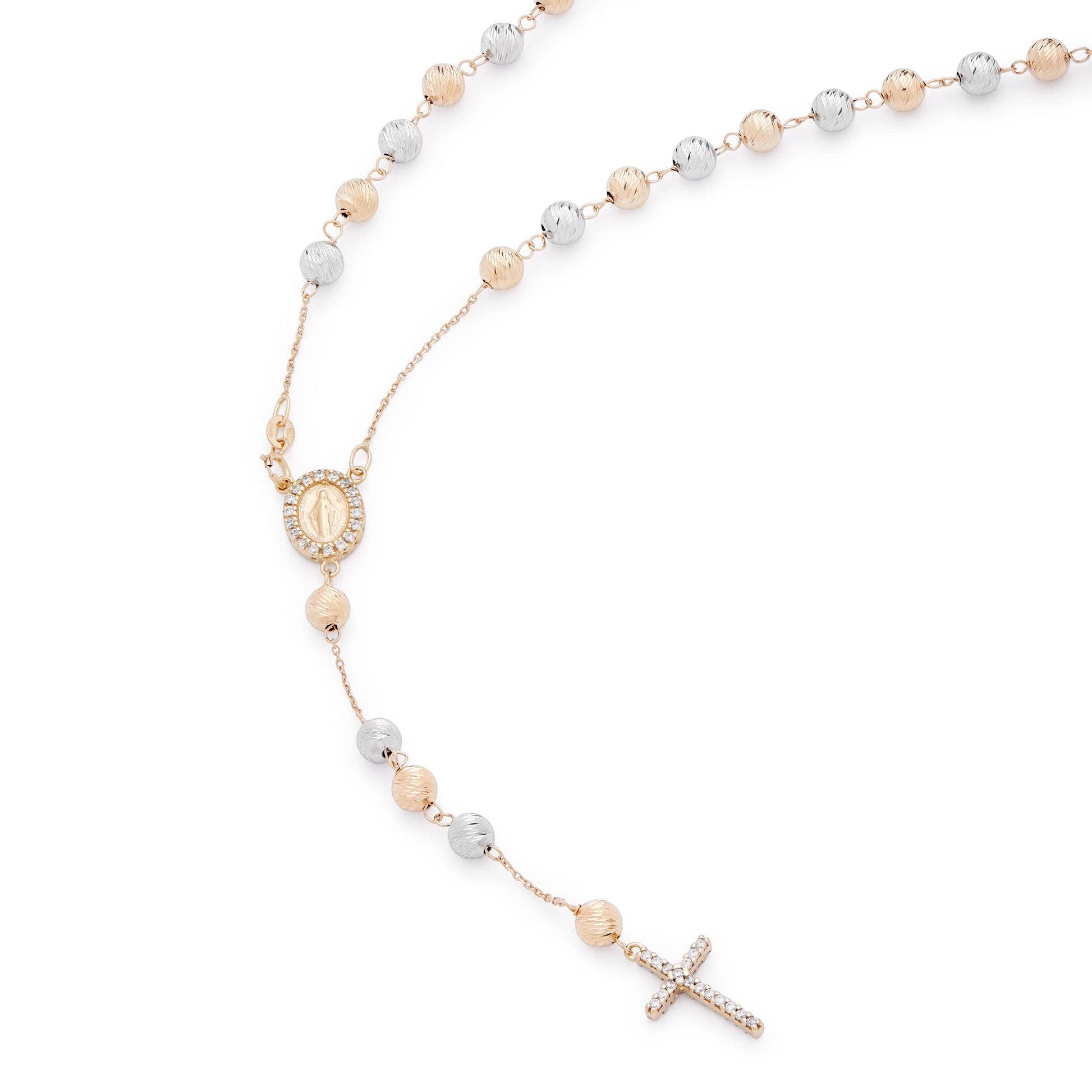 MONDO CATTOLICO Prayer Beads 40 cm (15.7 in) / 4.8 mm (1.88 in) Rosary Yellow and White Gold