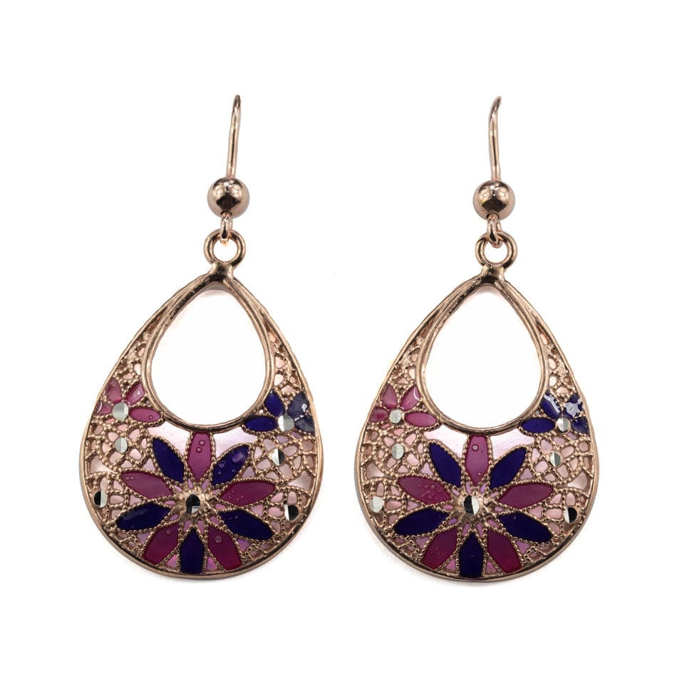 MONDO CATTOLICO Rose Gold Plated Filigree Oval Earrings