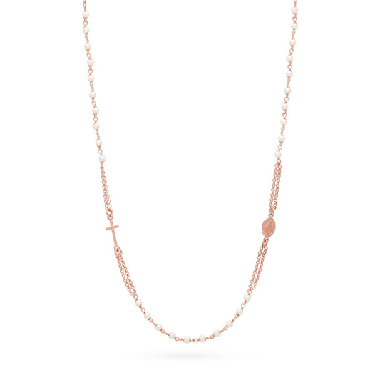 Wowser Ladder Rosary – Silver-Plated Catholic Rosary With Sapphire Beads, 22 Inch Prayer Chain