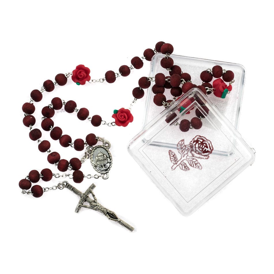 MONDO CATTOLICO Prayer Beads 47 cm (18.5 in) / 6 mm (0.23 in) Rose Petals Rosary with Roses Our Father Beads