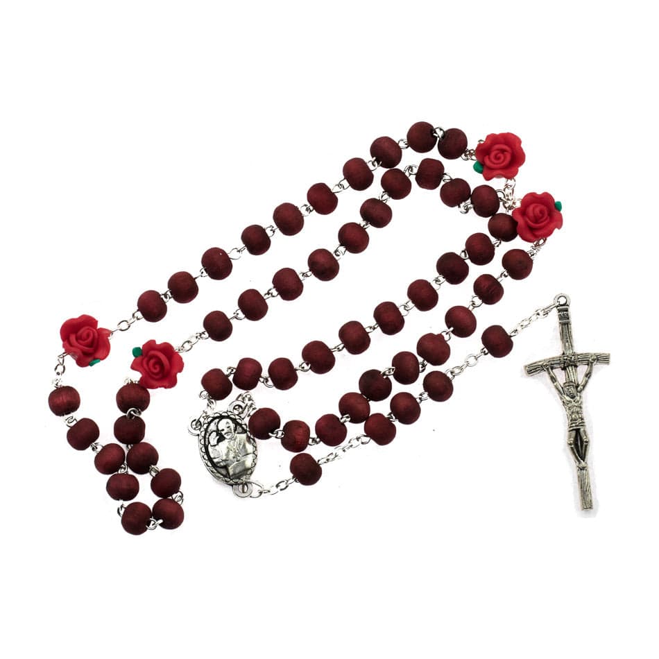 MONDO CATTOLICO Prayer Beads 47 cm (18.5 in) / 6 mm (0.23 in) Rose Petals Rosary with Roses Our Father Beads