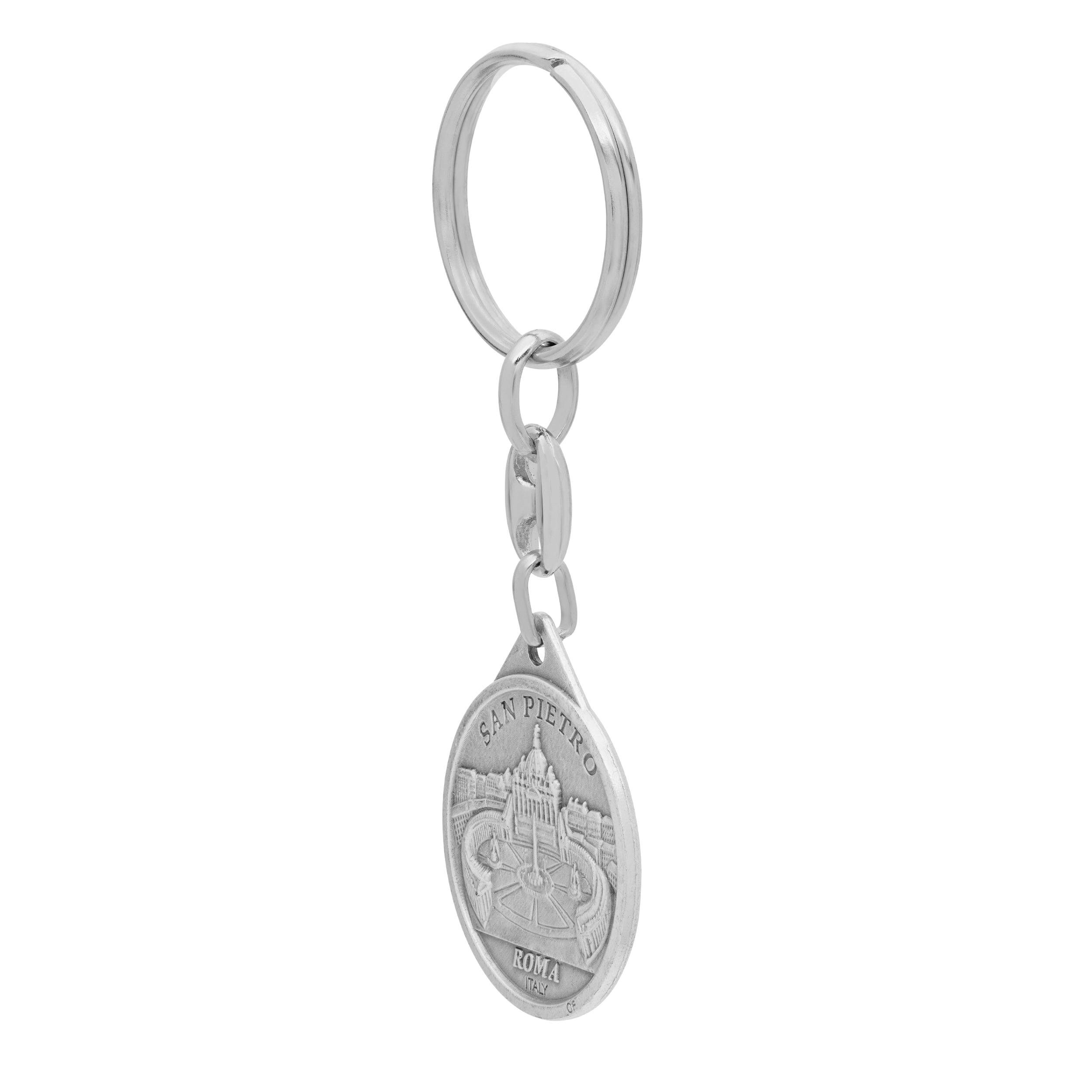 Round Colored Metal Keychain of Pope Francis With Yellow Background ...