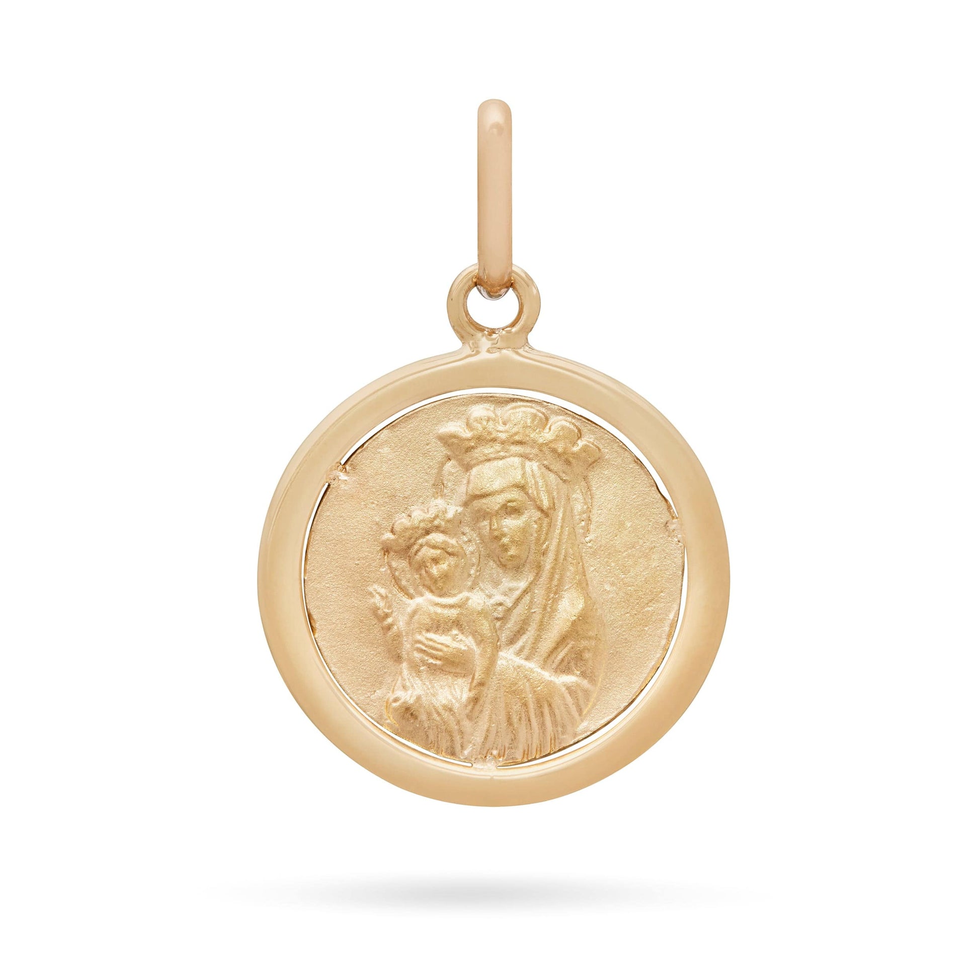 MONDO CATTOLICO 15 mm (0.59 in) Round Gold Plated Peace Medal with Crystal