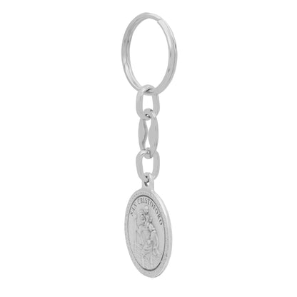 Mondo Cattolico Keychains Round Metal Keychain With Double Face of Pope Francis and St. Christopher