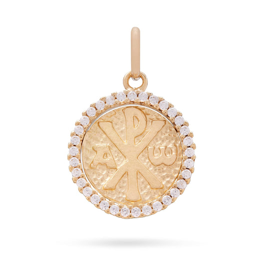 MONDO CATTOLICO 15 mm (0.59 in) Round Yellow Gold Peace Symbol Medal