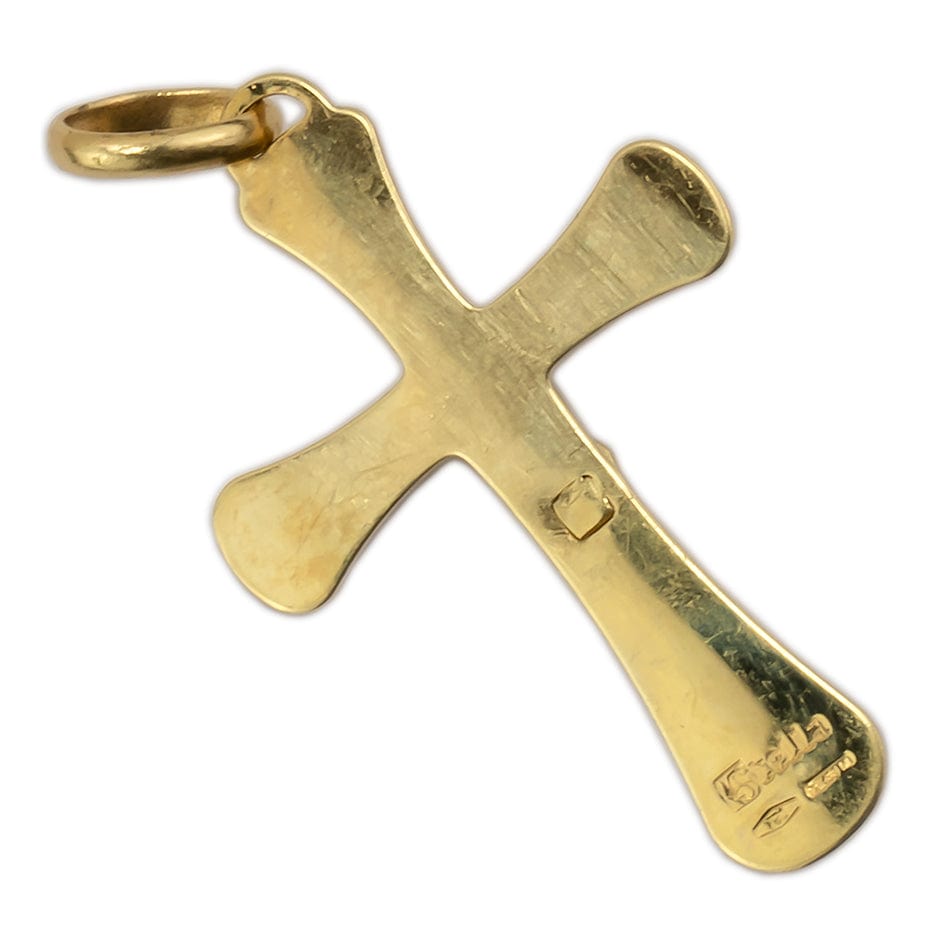 MONDO CATTOLICO Rounded Cross Pendant with Body Yellow Gold