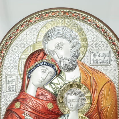 MONDO CATTOLICO Sacred Family Bilaminated Sterling Silver Painting