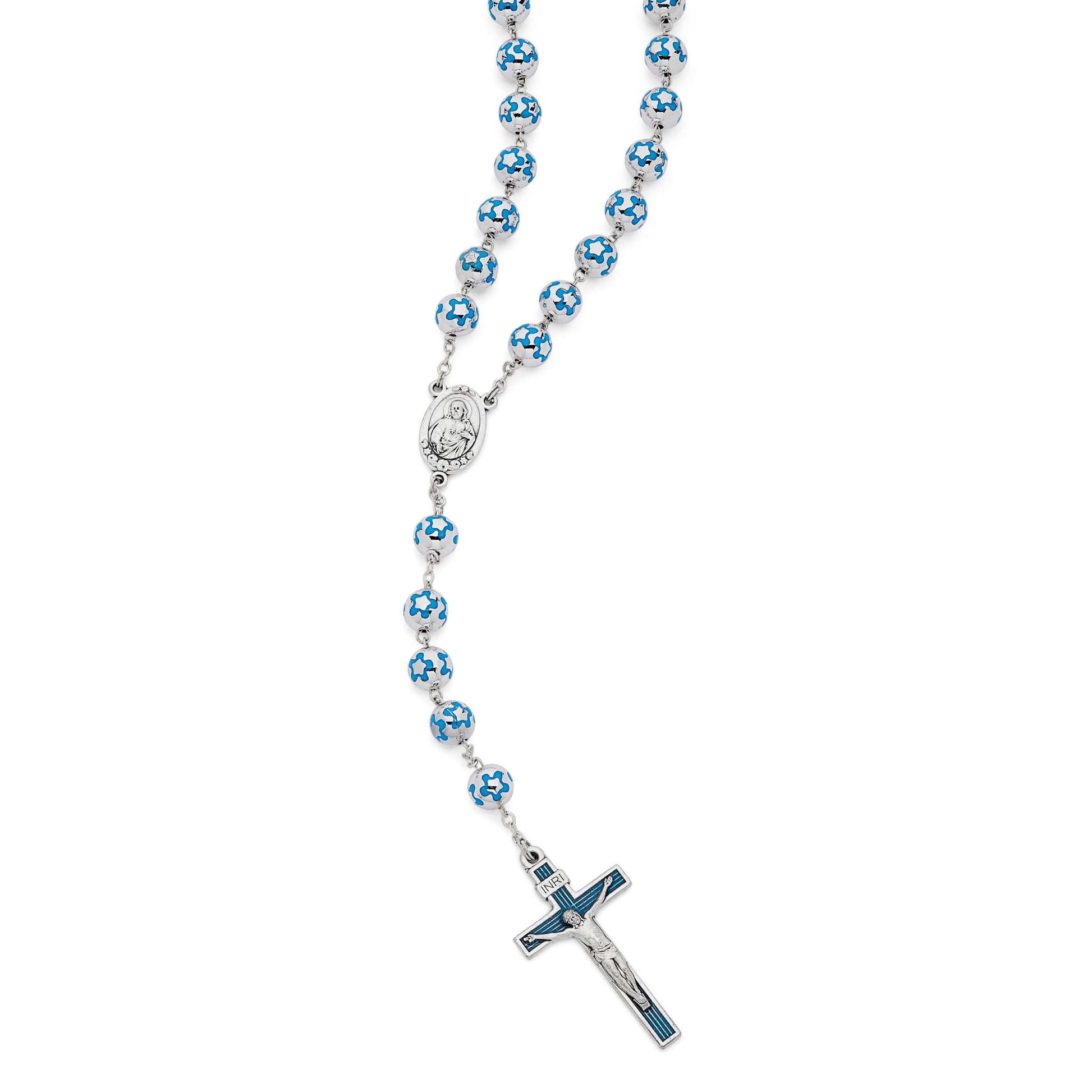 MONDO CATTOLICO Prayer Beads Sacred Heart of Jesus Rosary Roses Decorated Beads