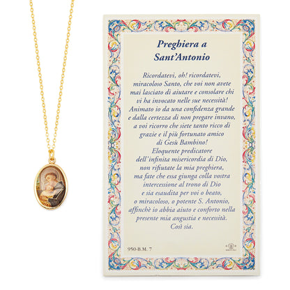 MONDO CATTOLICO Saint Anthony  Holy Card and Medal with the Chain