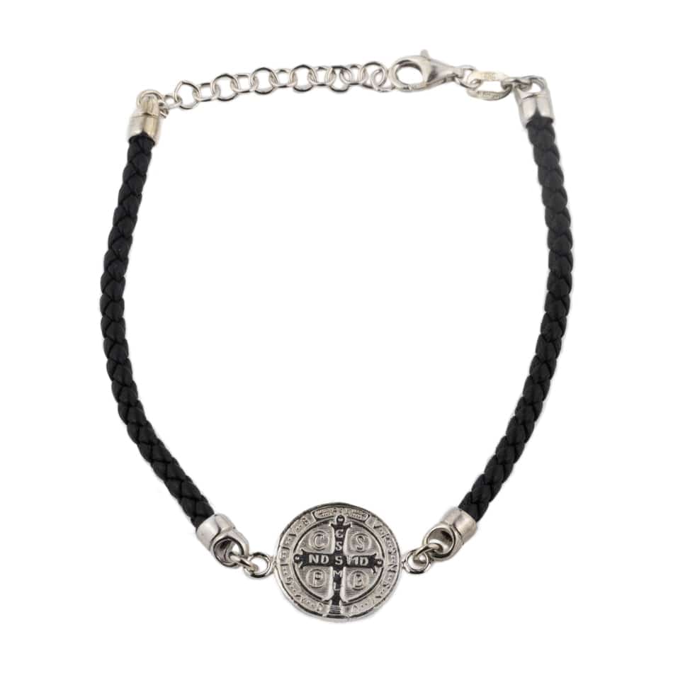 MONDO CATTOLICO Adjustable Saint Benedict Braided Wire Bracelet