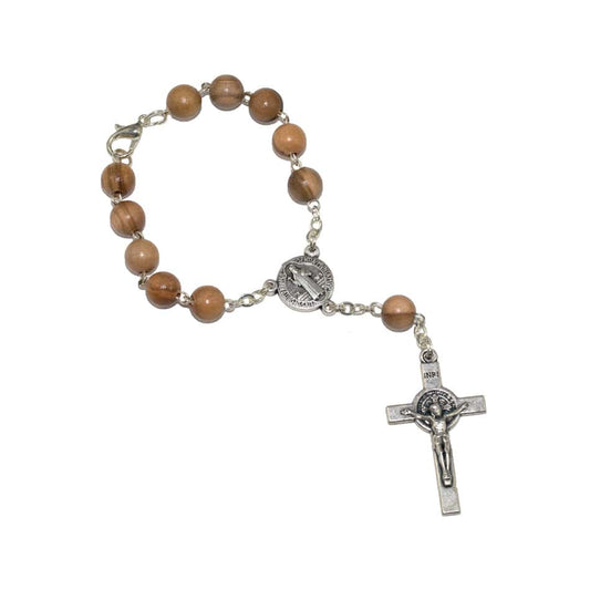 MONDO CATTOLICO Prayer Beads Saint Benedict Decade Rosary in Olive wood