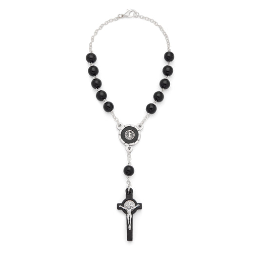 MONDO CATTOLICO ROMA Prayer Beads 19 cm (7.48 in) / 21 cm (8.27 in) / 8 mm (0.31 in) Saint Benedict Decade Rosary in Wood