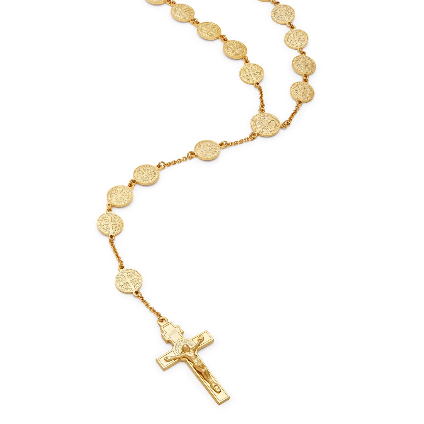 MONDO CATTOLICO Prayer Beads 65 cm (25 in) Saint Benedict Silver Rosary