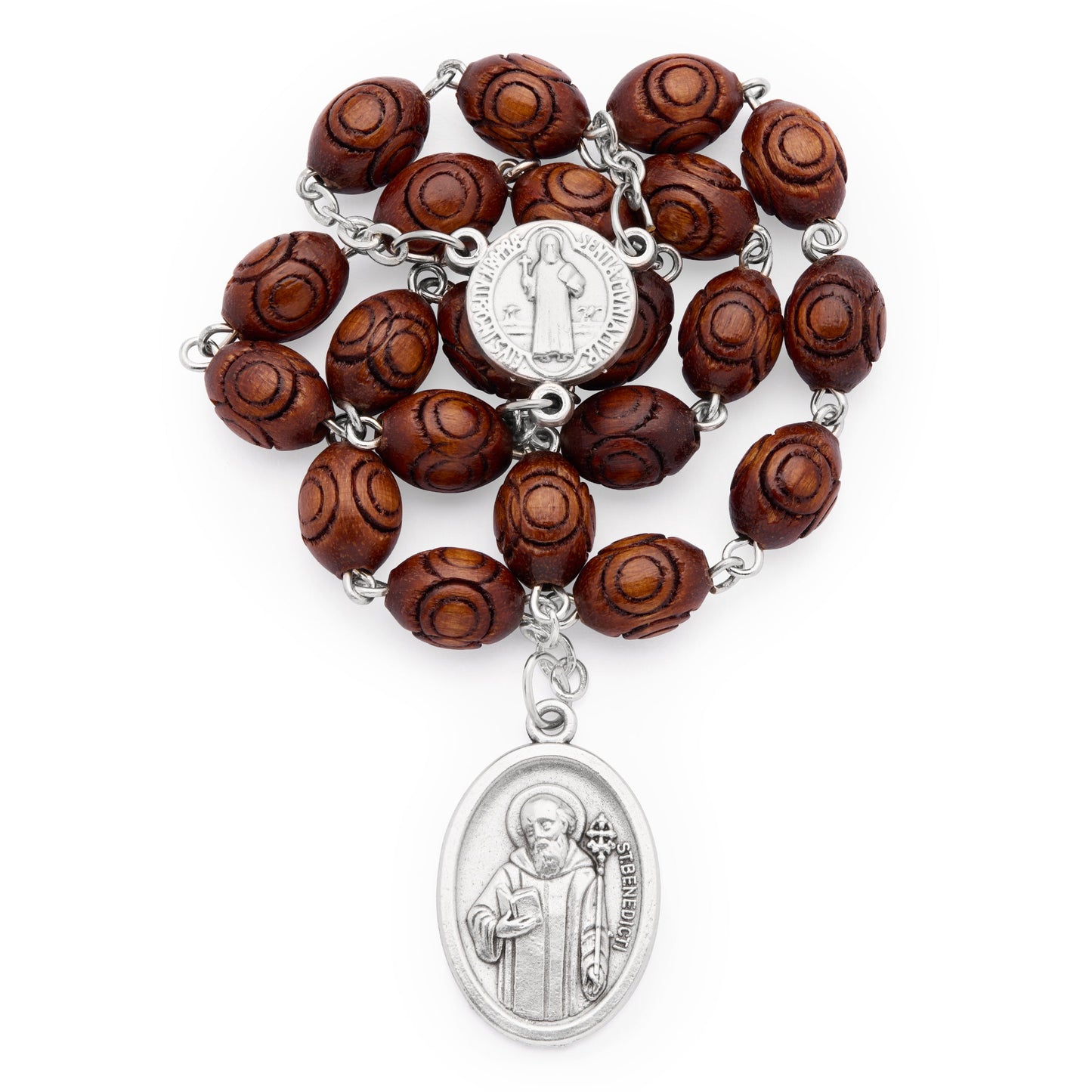 MONDO CATTOLICO ROMA Prayer Beads 18 cm (7.09 in) / 6 mm (0.24 in) Saint Benedict Wooden Devotional Rosary