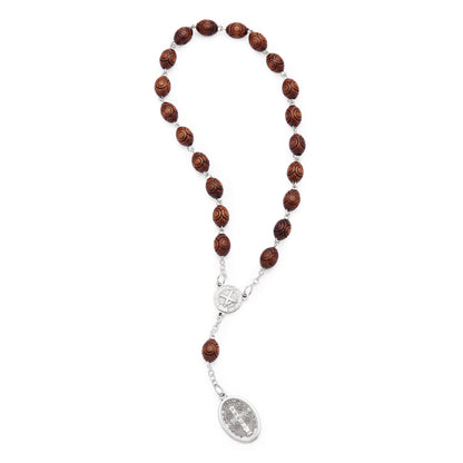 MONDO CATTOLICO ROMA Prayer Beads 18 cm (7.09 in) / 6 mm (0.24 in) Saint Benedict Wooden Devotional Rosary