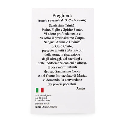 MONDO CATTOLICO ROMA Medal 22 mm (0.87 in) Saint Carlo Acutis Metal Medal with Prayer Card