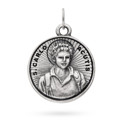 MONDO CATTOLICO ROMA Medal 22 mm (0.87 in) Saint Carlo Acutis Metal Medal with Prayer Card