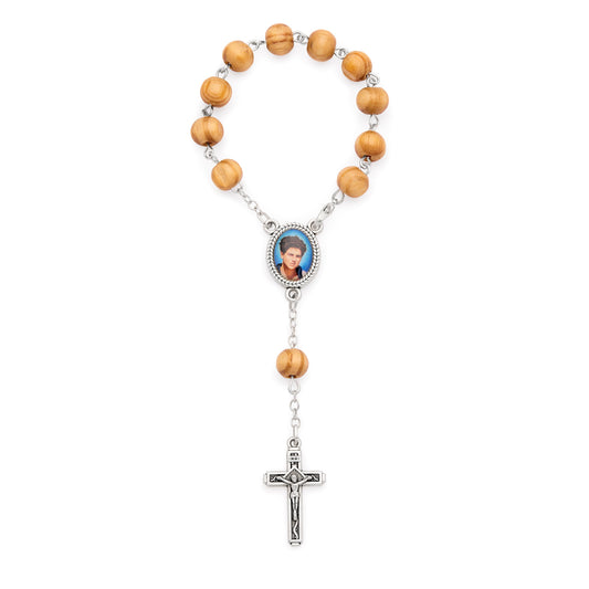 Mondo Cattolico Bracelet 18 cm (7.09 in) / mm (in) Saint Carlo Acutis One-Decade Rosary with Wooden Beads
