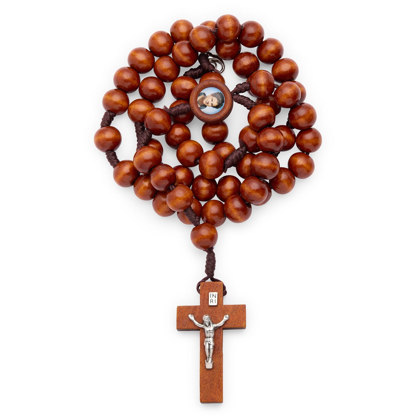 Mondo Cattolico Rosary 44 cm (17.32 in) / 78 cm (30.71 in) / 10 mm (0.39 in) Saint Carlo Acutis Rosary with Wooden Beads