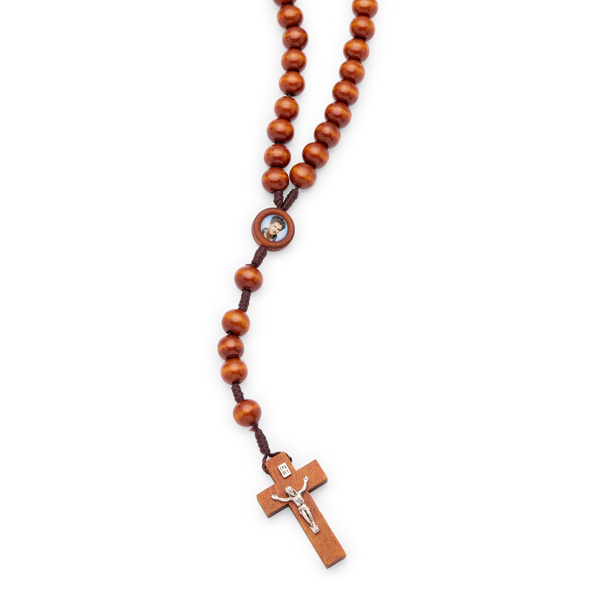 Mondo Cattolico Rosary 44 cm (17.32 in) / 78 cm (30.71 in) / 10 mm (0.39 in) Saint Carlo Acutis Rosary with Wooden Beads