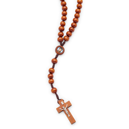 Mondo Cattolico Rosary 44 cm (17.32 in) / 78 cm (30.71 in) / 10 mm (0.39 in) Saint Carlo Acutis Rosary with Wooden Beads