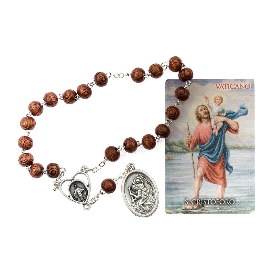 MONDO CATTOLICO Prayer Beads 18 cm (7 in) / 6 mm (0.23 in) Saint Christopher Devotional Rosary