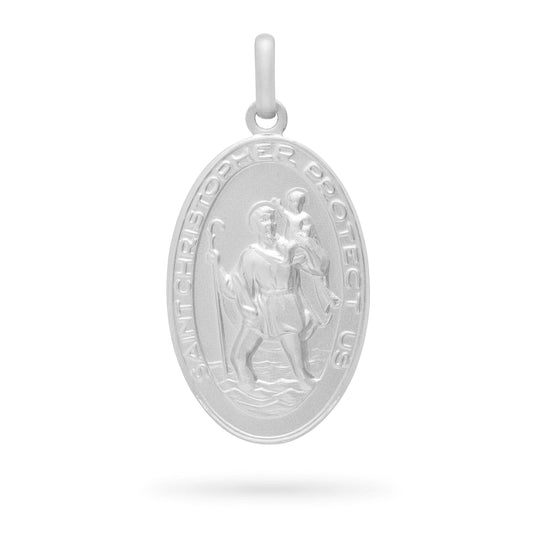 MONDO CATTOLICO Medal Saint Christopher Oval Sterling Silver Medal