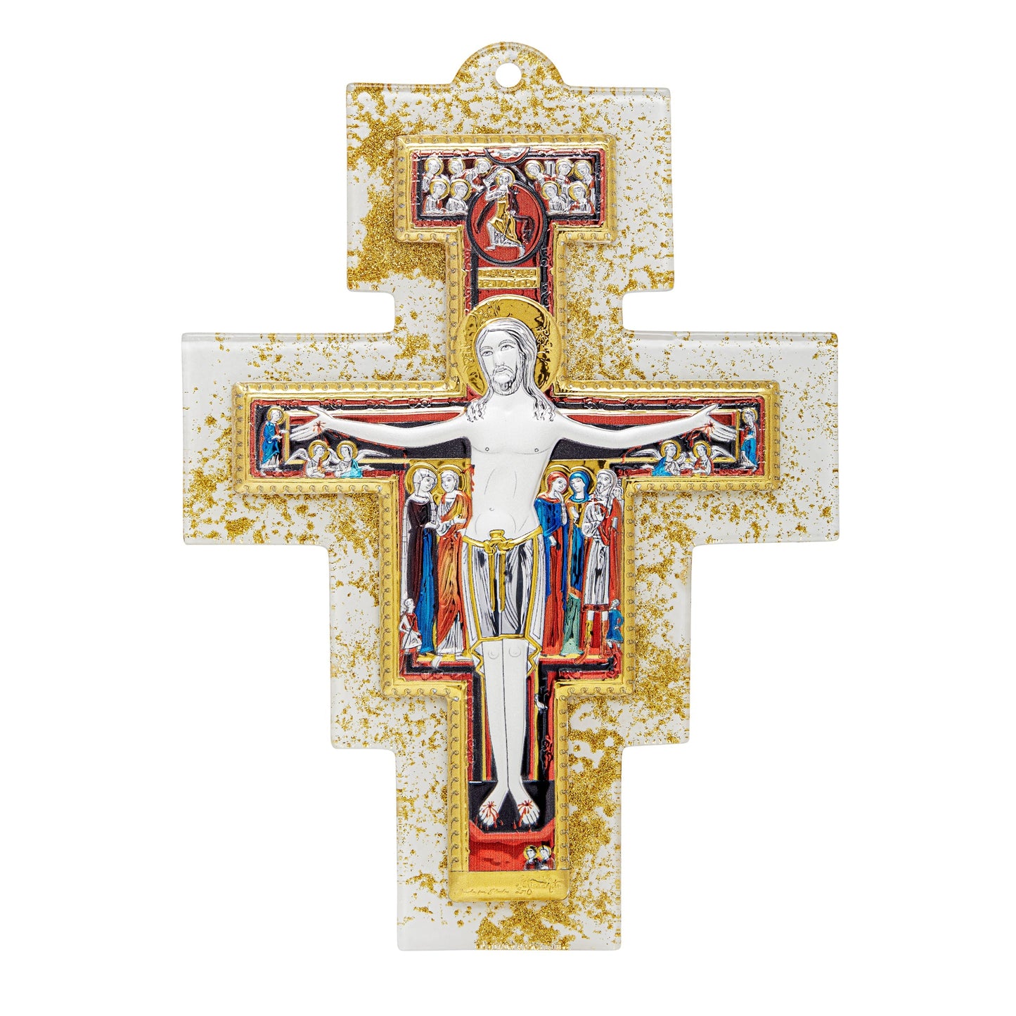 MONDO CATTOLICO Saint Damiano Wall Crucifix Murano Glass
